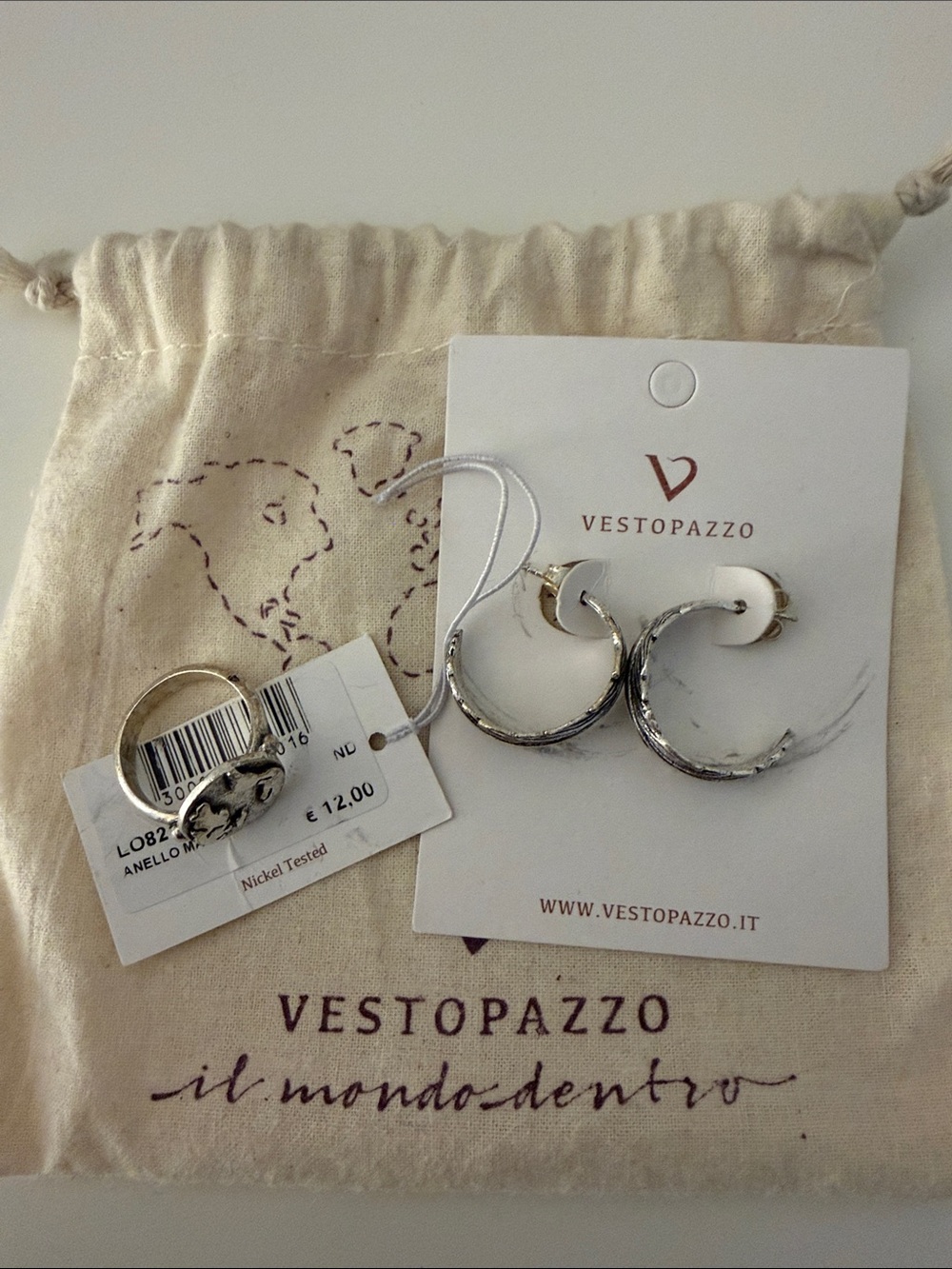Nickel Hoop Earrings and Ring Set - Silver